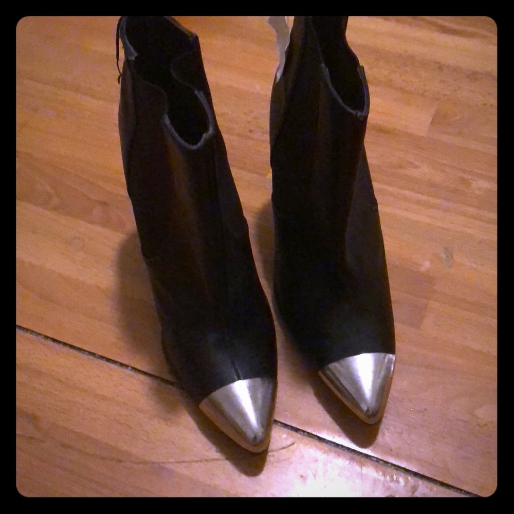 6 inch silver toe booties